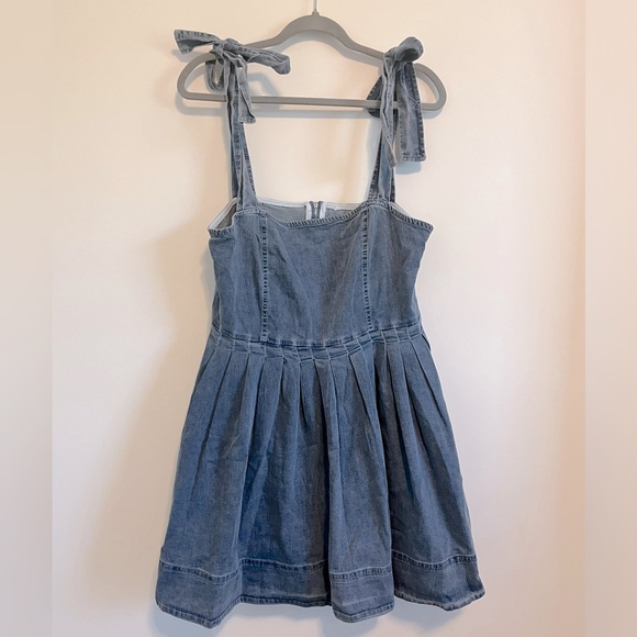 NWT Tie Straps Denim Skater Dress - Picture 3 of 8